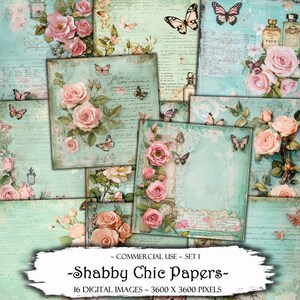 Shabby Chic Digital Papier: Floral Junk Journal Kit (Digitaler Download)