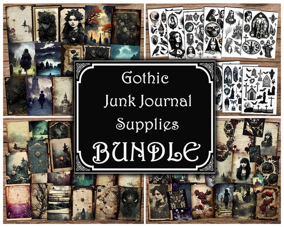 Gothic Junk Journal Supplies BUNDLE, Junk Journal Kit, Scrapbooking Kit,  Scrapbooking Supplies, Ephemera Pack, Journal Printable, ATC Cards 