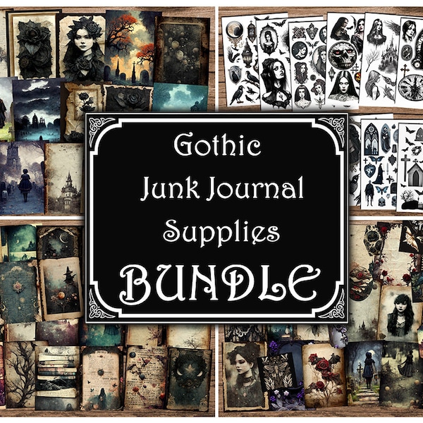 Gothique Junk Journal Supplies BUNDLE, Junk Journal Kit, Kit de Scrapbooking, Scrapbooking Supplies, Ephemera Pack, Journal Printable, ATC Cards
