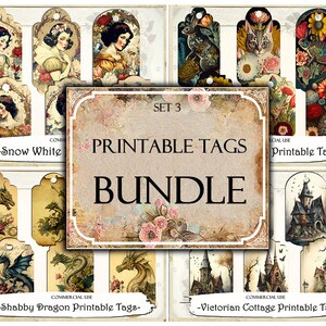 Printable Junk Journal Tags BUNDLE, Printable Tags, Junk Journal Supplies, Scrapbooking Supplies, Ephemera, Printable Paper,Labels Printable