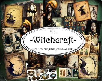 Witchcraft Junk Journal Kit: Printable Ephemera, ATC Cards (Digital Download)