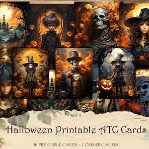 Halloween Printable ATC Cards, Junk Journal Kit, Scrapbooking, Printable Ephemera, Scrapbook Supplies, Card Making, Paper Craft, Collage