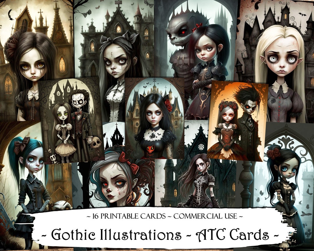 Gothic Printable ATC Cards, Junk Journal Cards, Digital Paper ...