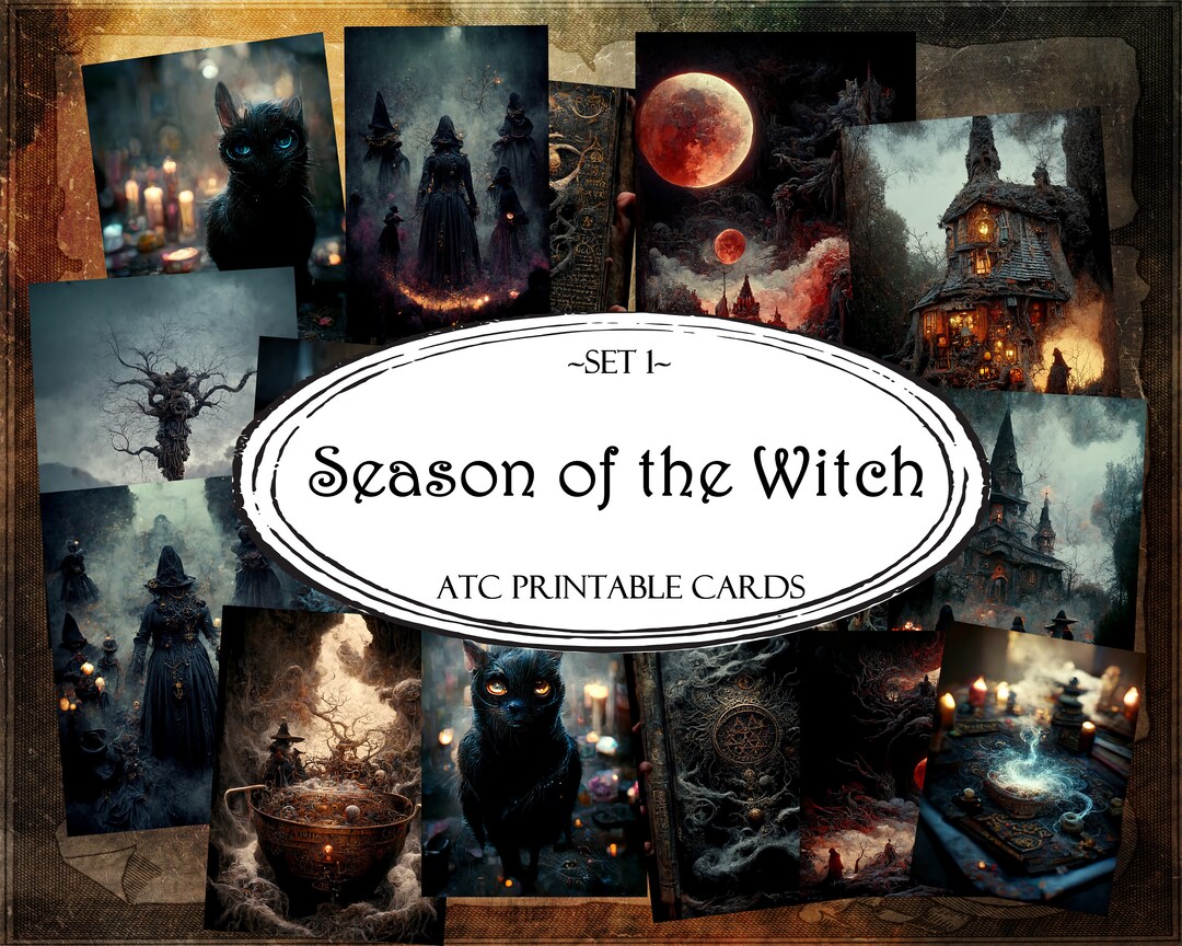 Season of the Witch ATC Cards, Junk Journal Cards, Digital Paper
