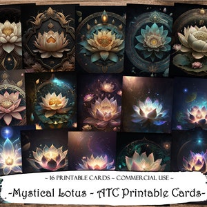 Mystische Lotus ATC Karten, Junk Journal Karten, digitales Papier, druckbare Journaling Karten, digitaler Download, Scrapbooking, Ephemera, Handwerk