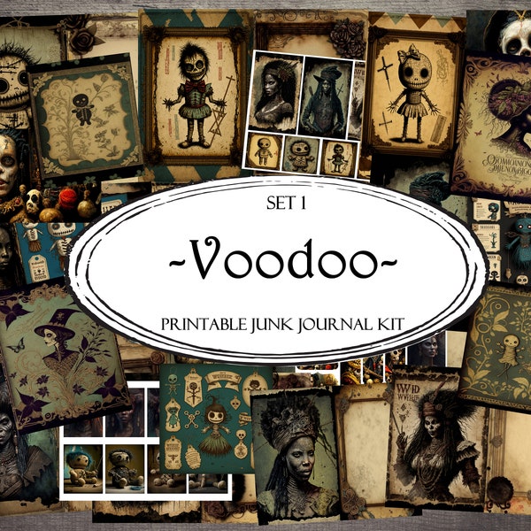 Voodoo Junk Journal Kit, Junk Journal Supplies, Junk Journal Ephemera, Scrapbooking Supplies, Ephemera Pack, Journal Printable, ATC Cards