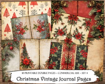 Christmas Vintage Journal Pages: Printable Scrapbook Kit (Digital Download)