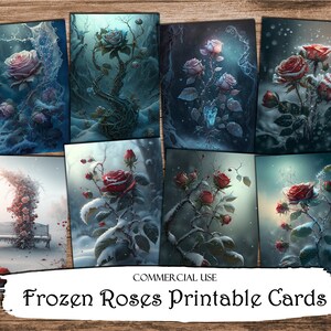 Frozen Roses ATC Cards, Junk Journal Cards, Digital Paper, Printable Journaling Cards, Digital Download, Scrapbooking, Ephemera, Craft