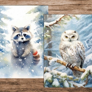 Cartes d'aquarelle de forêt d'hiver : éphémères ATC imprimables (téléchargement numérique) image 3