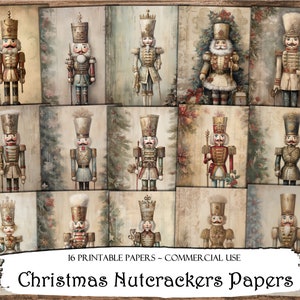 Papéis para quebra-nozes de Natal, kit de diário de lixo de Natal, papéis para impressão, papéis digitais, scrapbooking, suprimentos para diários, cartões para impressão