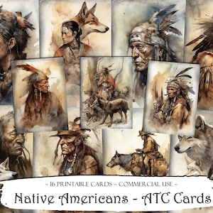 Native Americans ATC Cards, Junk Journal Kit, Printable Cards, Ephemera, Scrapbooking, Journal Cards, Scrapbooking Supplies Digital Download