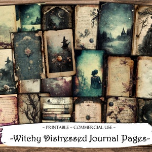 Witchy Distressed Journal Pages, Junk Journal Kit, Journaling Supplies, Scrapbooking Pages, Junk Journal Pages, Ephemera Scrapbook Supplies