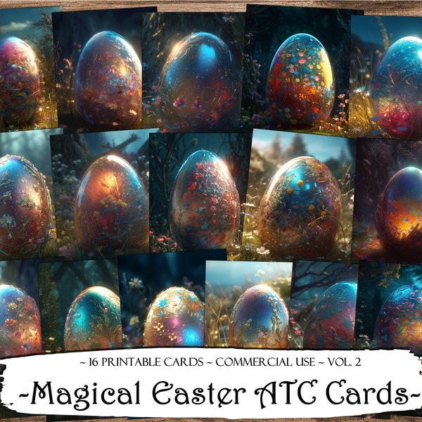 Magical Easter ATC Cards, Junk Journal Cards, Digital Paper, Printable Journaling Cards, Digital Download, Scrapbooking, Ephemera, Craft