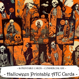 Halloween ATC Cards, Junk Journal Cards, Digital Paper, Printable Journaling Cards, Digital Download, Scrapbooking, Ephemera, Paper Craft