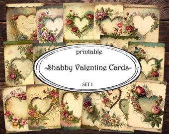 Cartes de Saint-Valentin shabby chic : carnet de notes et album de photos imprimables (téléchargement numérique)