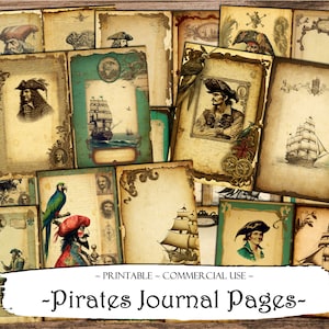 Pirates Journal Pages, Junk Journal Kit, Journaling Supplies, Scrapbooking Pages, Junk Journal Pages, Ephemera, Scrapbook Supplies, Craft