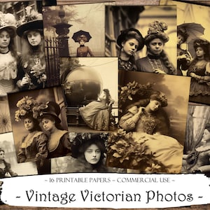 Vintage Victorian Photos, Printable Papers, Junk Journal Kit, Scrapbooking, Printable Photos, Digital Paper, Scrapbooking Supplies, Ephemera