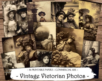 Vintage Victorian Photos: Printable Ephemera for Junk Journals (Digital Paper)