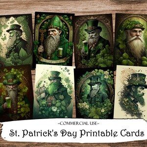 Cartes ATC de la Saint-Patrick, Cartes de journal indésirable, Cartes de journalisation imprimables, Scrapbooking, Ephemera, Papier numérique, Téléchargement numérique, Artisanat