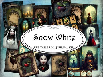Snow White Junk Journal Kit, Junk Journal Supplies, Junk Journal Ephemera, Scrapbooking Supplies, Ephemera Pack, Journal Printable, Craft