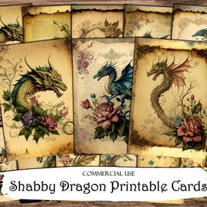 Cartes Shabby Dragon, Cartes Junk Journal, Papier numérique, Cartes de journalisation imprimables, Téléchargement numérique, Scrapbooking, Éphémères, Cartes ATC