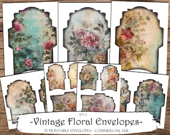 Vintage Floral Envelopes: Junk Journal Printable (Digital Download)
