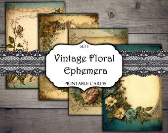 Vintage Floral Ephemera: Printable Junk Journal Cards (Digital Download)