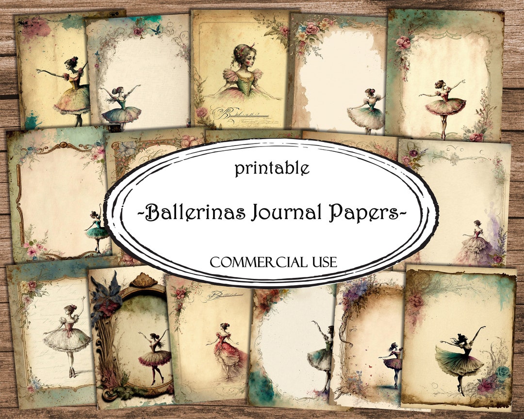 Printable Ballerinas Journal Papers, Scrapbooking Pages, Junk Journal ...