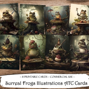 Frogs ATC Cards, Junk Journal Cards, Digital Paper, Printable Journaling Cards, Digital Download, Scrapbooking, Ephemera, Paper Craft