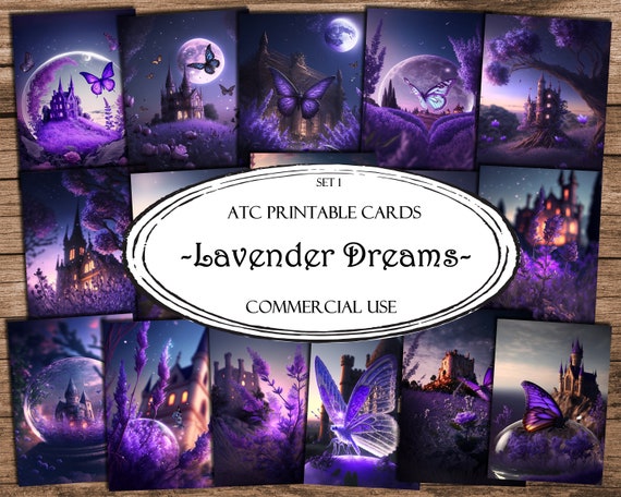 Lavender Dreams Printable Cards: Junk Journal, Scrapbooking (Digital Download)
