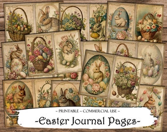 Easter Journal Pages, Junk Journal Kit, Journaling Supplies, Scrapbooking Pages, Junk Journal Pages, Ephemera, Scrapbook Supplies, Craft