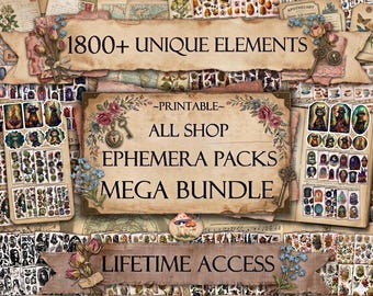 Más de 1800 elementos de efímeros imprimibles / Paquetes completos de efímeros para la tienda / Descarga digital