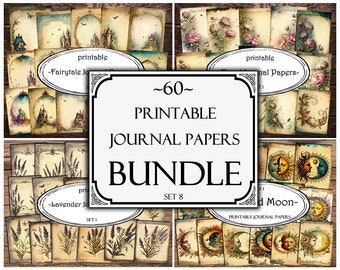 Junk Journal Papers BUNDLE (8), Junk Journal Kit, Collage Sheets, Digital Paper, Scrapbooking, Ephemera Pack, Printable Papers, Paper Craft