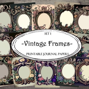 Vintage Frames, Printable Journal Papers, Scrapbooking, Junk Journal Pages, Ephemera, Junk Journals, Scrapbook Supplies, Digital Paper