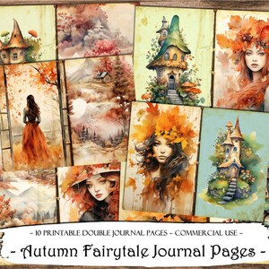 Pages de journal de contes de fées d'automne, Kit de journal indésirable, Scrapbooking, Papiers imprimables, Éphémères, Feuilles de collage, Fournitures de scrapbooking, Fabrication de cartes