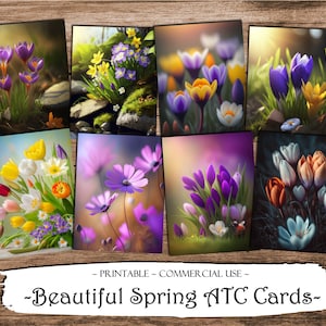 Spring Printable ATC Cards, Junk Journal Cards, Digital Paper, Printable Journaling Cards, Digital Download, Scrapbooking, Ephemera, Craft