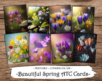 Frühlingsblume ATC Karten: Druckbare Ephemera (Digitaler Download)