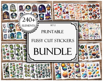 Fussy Cuts Printable Stickers Bundle 2, Junk Journal Printable Ephemera, Junk Journal Kit, Scrapbook Supplies, Collage Sheets, Journal Kit