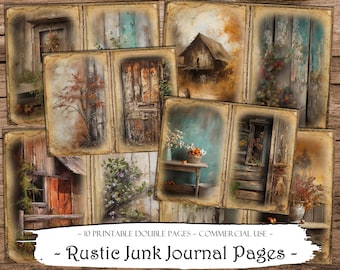 Rustic Junk Journal Pages: Vintage Scrapbook Ephemera (Digital Download)