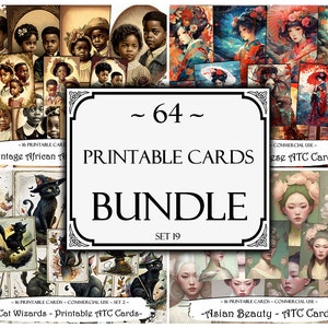 Printable ATC Cards, Junk Journal Cards, Digital Paper, Printable Journaling Cards, Junk Journal Kit, Scrapbooking, Ephemera, Collage Sheets