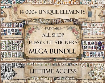 Paquete Mega DEFINITIVO de Elementos para Recortes Exquisitos / Más de 14,000 Elementos para Diarios Creativos / Suministros para Álbumes de Recortes / Uso Comercial Incluido
