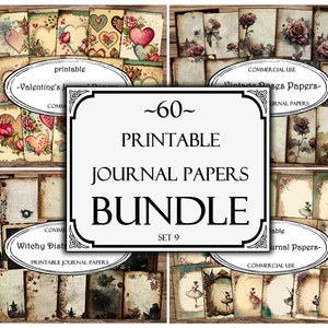 Junk Journal Papers Bundle: Collage Ephemera, Scrapbooking (Digital Paper)