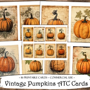 Vintage Pumpkin ATC Cards: Printable Junk Journal Ephemera (Digital Download)