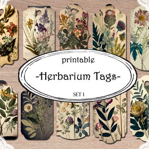 Étiquettes de journal indésirable herbier, étiquettes imprimables, fournitures de journal indésirable, fournitures de scrapbooking, papier imprimable éphémère, étiquettes imprimables