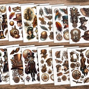 Steampunk Fussy Cut-klistermärken: Utskrivbara skräpjournal-ephemera (digital nedladdning) bild 2