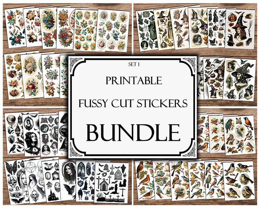 Fussy Cuts Printable Stickers Bundle Junk Journal Printable - Etsy
