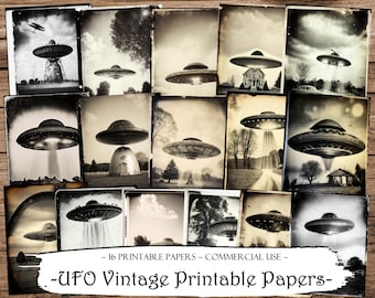 UFO Vintage Utskrivbara Papper: Skräppost Journal Ephemera (Digital Nedladdning)