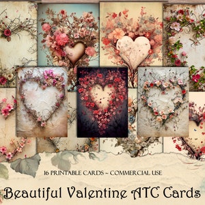 Belles cartes imprimables de la Saint-Valentin, cartes de journal de la Saint-Valentin, journal indésirable de la Saint-Valentin, album de la Saint-Valentin, cartes ATC imprimables de la Saint-Valentin