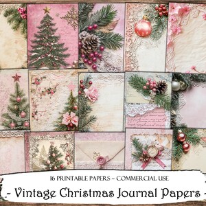 Papéis de diário de Natal vintage, kit de diário de lixo, papéis digitais, scrapbooking, suprimentos de diário, papéis para impressão, itens efêmeros, texturas