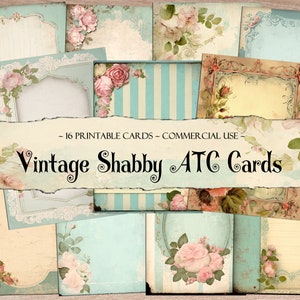 Cartes ATC minables vintage, kit de journal indésirable, cartes à imprimer, éphémères, scrapbooking, fabrication de cartes, fournitures de scrapbooking, feuilles de collage